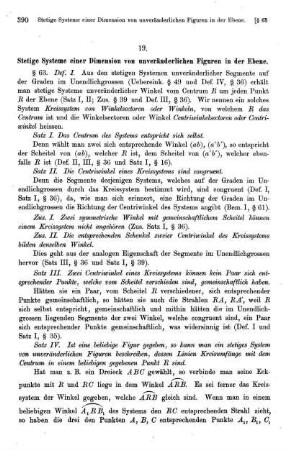 19. Stetige Systeme einer Dimension von unveränderlichen Figuren in der Ebene.