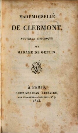 Mademoiselle de Clermont : Nouvelle historique