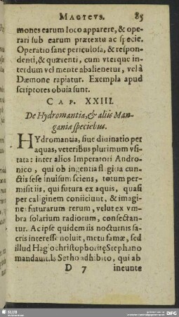 Cap. XXIII. De Hydromantia, & aliis Manganiae speciebus