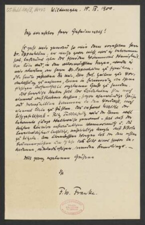 Brief an B. Schott's Söhne : 15.09.1900