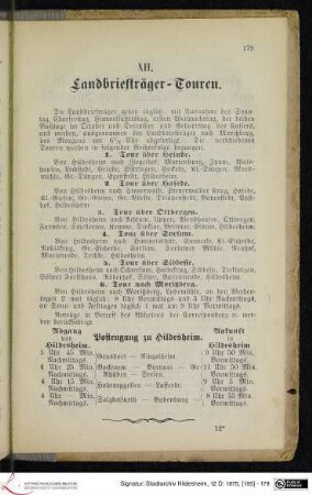 XII. Landbriefträger-Touren.