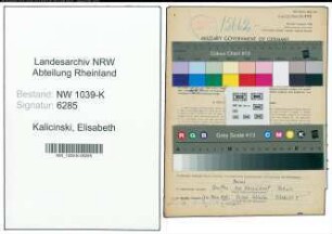 Entnazifizierung Elisabeth Kalicinski , geb. 05.11.1908 (Lehrerin)