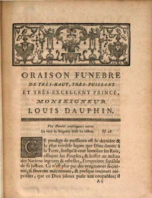 Oraison funebre de ... Louis le Dauphin