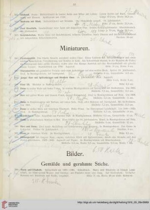 Bilder. Gemälde und gerahmte Stiche (Nr. 599-624)