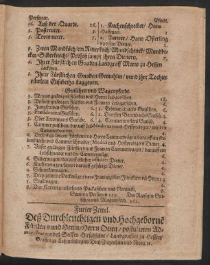 Furier Zettel. Deß ... Herrn Otten/ postulirten Administratorn deß Stiffts Hirschfeldt/ Landgraffen zu Hessen ...