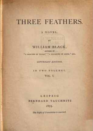 Three feathers : a novel, 1