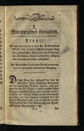 I. Wuerzburgisches Gutachten