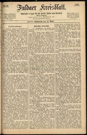 Erste Ausgabe vom Samstag, den 12. April 1879.