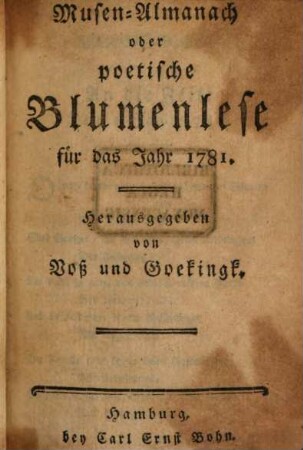 Musen-Almanach. 1781, 1781