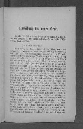 Einweihung der neuen Orgel.