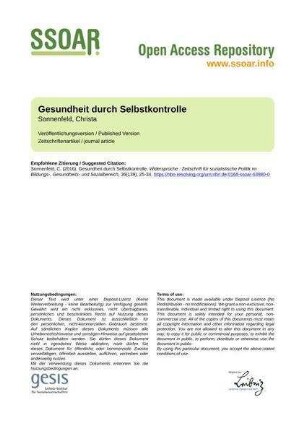 Gesundheit durch Selbstkontrolle