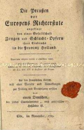 Bericht über den Einmarsch Preußens nach Holland 1787