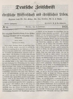 43-50 Die evangelische Gemeindeordnung für die östlichen Provinzen Preußens und der evangelische Oberkirchenrath : zweiter Artikel (Fortsetzung und Schluss)