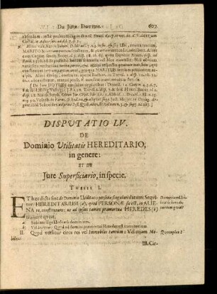 Disputatio LV. De Dominio Utilitatis Hereditario, in genere: Et De Iure Superficiario, in specie