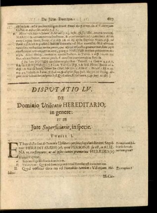 Disputatio LV. De Dominio Utilitatis Hereditario, in genere: Et De Iure Superficiario, in specie