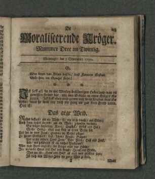 Nummer Dree un Zwintig. Mahndags den 7. September 1750