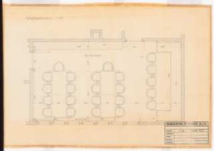 Reichsluftfahrtministerium, Berlin Baubüro im Baugelände: Wohlfahrtsraum: Grundriss (Möblierungsplan) 1:20