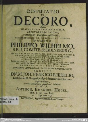 Disputatio De Decoro