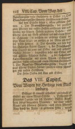 Das VIII. Capitel. Vom Wapen der Hertzoge von Mecklenburg