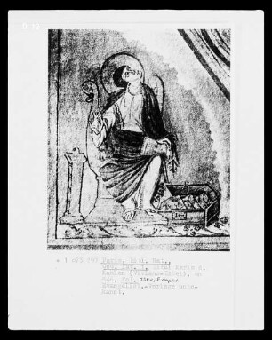 Vivian-Bibel. Sogenannte Erste Bibel Karls des Kahlen — Christus thronend, umgeben von den Evangelisten, Folio 330verso — Ein Evangelist, Folio 330verso