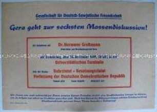 Maueranschlag mit der Ankündigung einer Massendiskussion