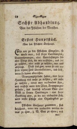 Erstes Hauptstück. Von den Pflichten überhaupt.