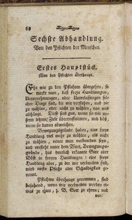 Erstes Hauptstück. Von den Pflichten überhaupt.