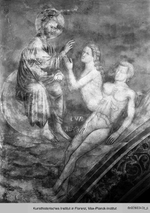 Biblische und hagiographische Szenen, Fabeln, Jagd-, Kampf- und Monatsdarstellungen (v. d. Rest. 1978/79) : Erschaffung Evas