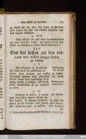 XLV Von der besten art den verstand und willen junger kinder zu bilden.