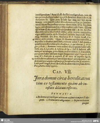 Cap. VII. Iura domus circa hereditatem tam ex testamento quam ab intestato delatam referens