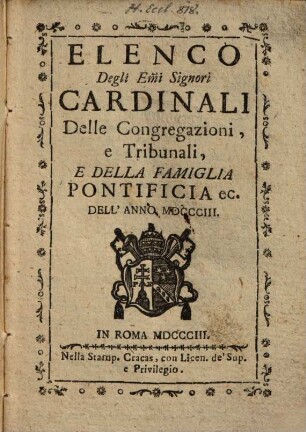 Notizie : per l'anno .... 1803
