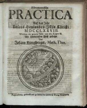 1778: Astronomische Practica auf das Jahr unsers Heylandes Jesu Christi MDCCLXXVIII