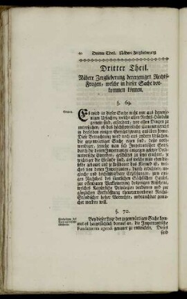 Dritter Theil. Nähere Zergliederung dererjenigen Rechts-Fragen, welche in dieser vorkommen können.