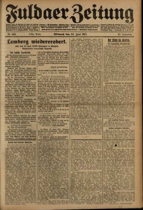 Erste Ausgabe vom Mittwoch, den 23. Juni 1915.