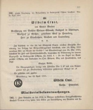 Nr. 34: Höchste Verordnung, betreffend den Malzaufschlag im Vordergericht Ostheim
