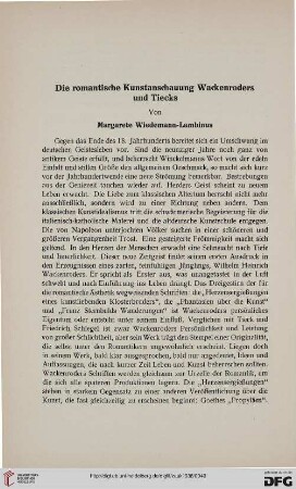 32: Die romantische Kunstanschauung Wackenroders und Tiecks