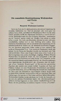32: Die romantische Kunstanschauung Wackenroders und Tiecks