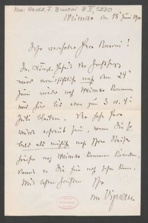 Brief an Ferruccio Busoni : 18.06.1900