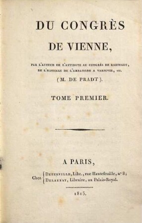 Du congrès de Vienne, 1