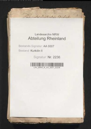 Pachtzettel der Ländereien im Amt Erprath-Hülchrath