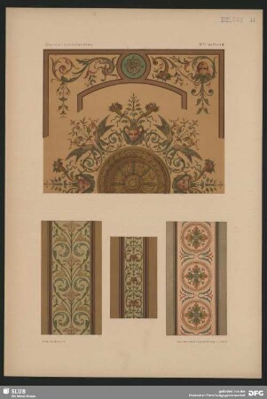 Decorationsmalereien. Wand- und Deckengestaltung mit Arabesken und Kopfdarstellungen