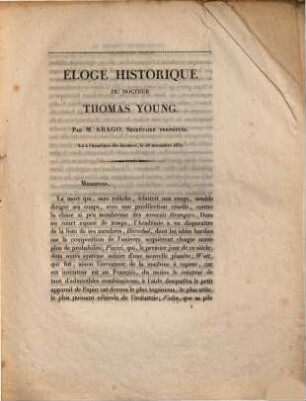 Éloge historique du docteur Thomas Young : lu à l'Académie des Sciences, le 26 novembre 1832