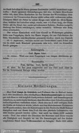 Kleinere Mittheilungen