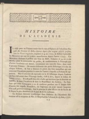 Histoire De L'Académie [Royale Des Sciences Et Belles-Lettres]