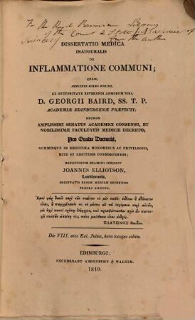 Diss. med. inaug. de inflammatione communi