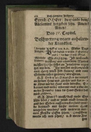 Das IV. Capitel. Beschwerung wegen anhaltender Krankheit.