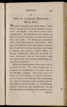 83. Ueber die vornehmsten Berufsarten. Vierter Brief
