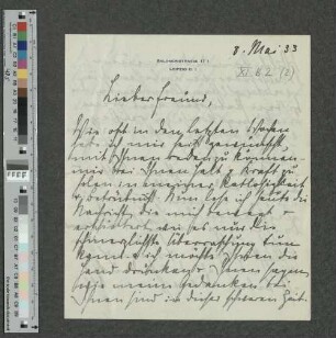 Brief an Fritz Schumacher