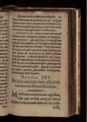 Dubium XXV. An novum indicium ad torturam novam det maleficium taciturnitatis?