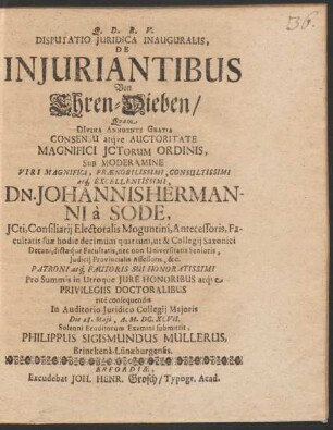 Disputatio Iuridica Inauguralis, De Iniuriantibus